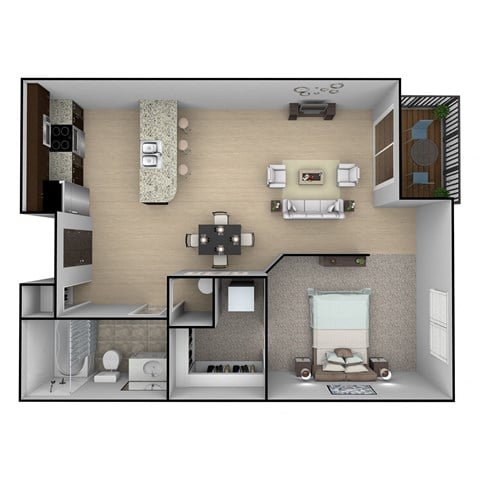 Floor plan for studio, 1 bath, 570 sqft